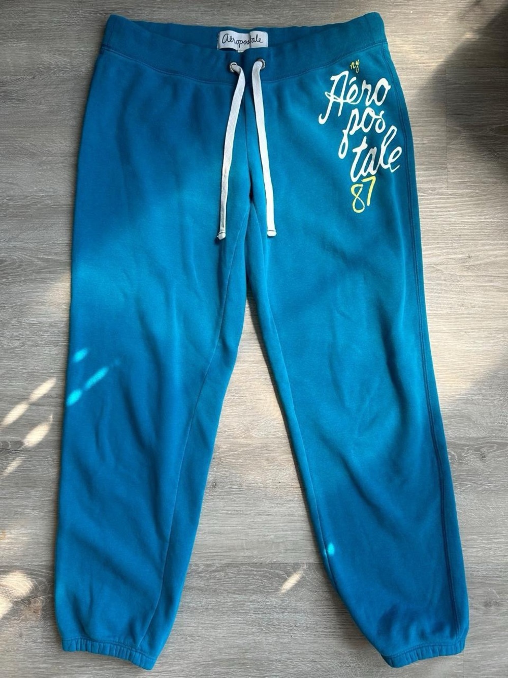Aeropostale Teal Blue Jogger Sweatpants with White Drawstring
